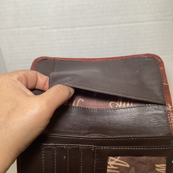 American West Genuine Leather Western Tooled Wallet Brown Snap Closure - Picture 10 of 16